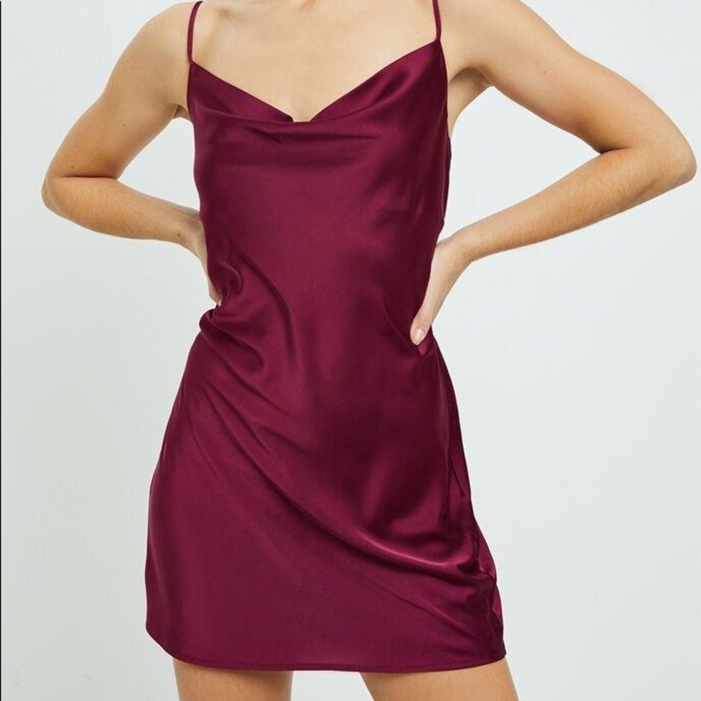 Pacsun Red Satin Cowl Neck Dress